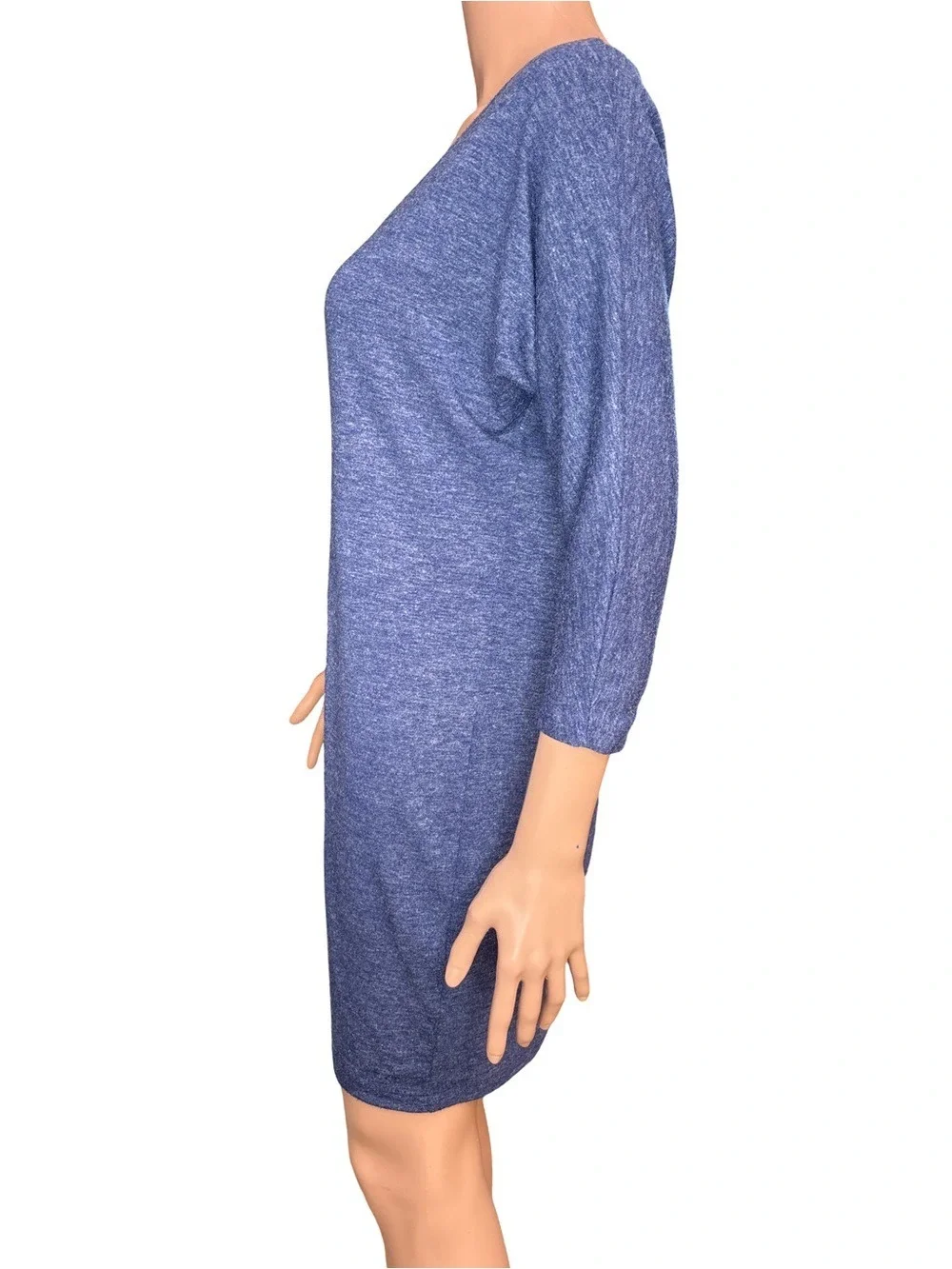 Old Navy Heathered Blue V-Neck Dress, Trendy Knit Fashion XSP